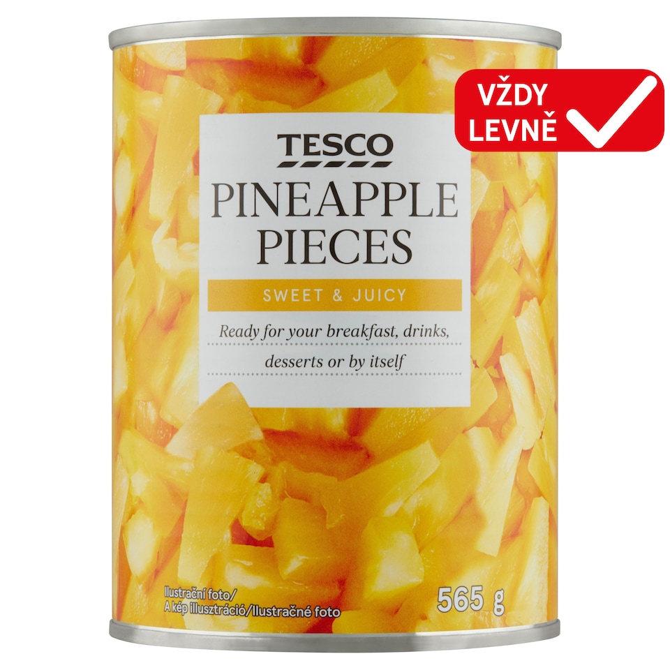 Tesco Ananas kousky ve sladkém nálevu 565g