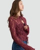 image 1 of OH ME OH MY Cotton Blend Lace Tie Front Top in Burgundy