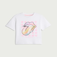 Rolling Stones Pure Cotton Sequin Logo T-shirt in White