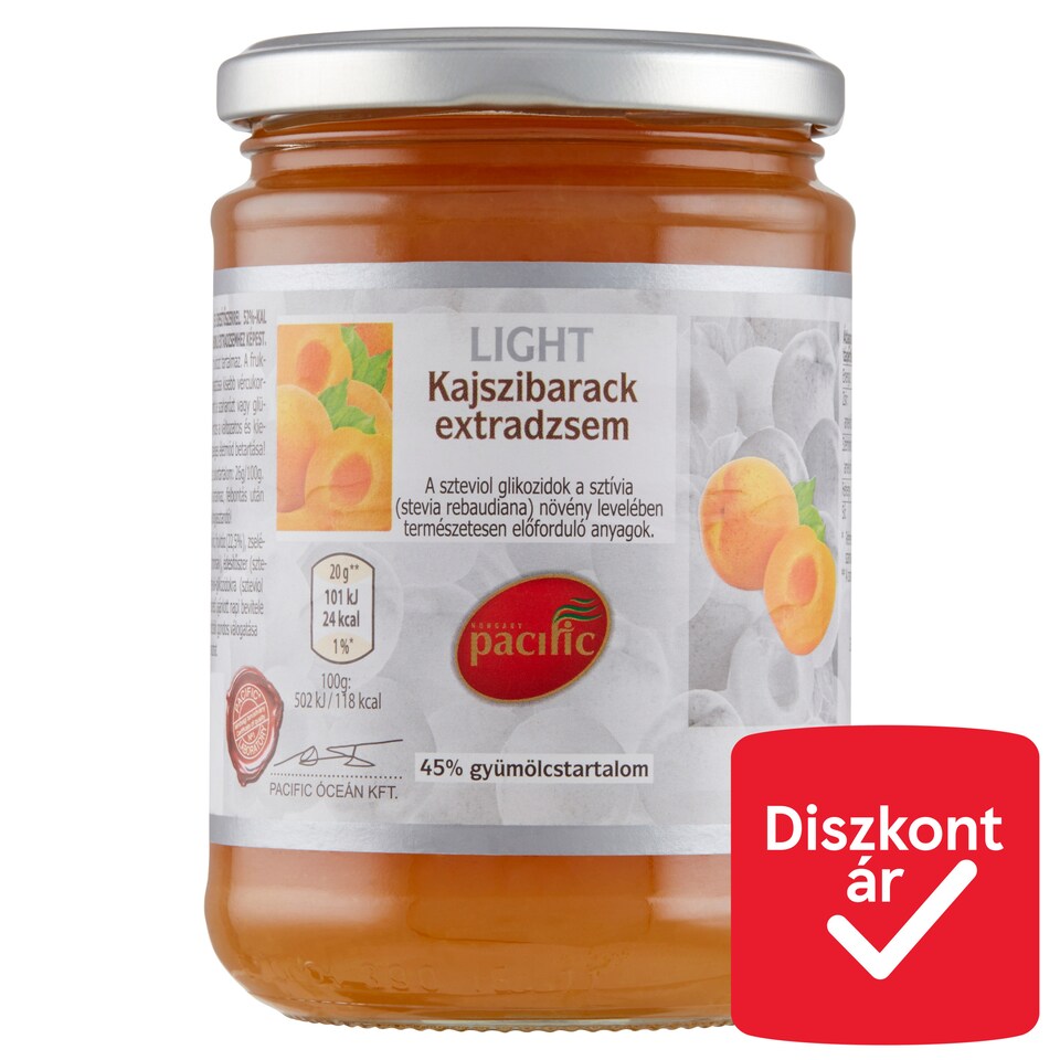 Pacific Light kajszibarack extradzsem cukorral és édesítőszerrel 390 g  1. kép