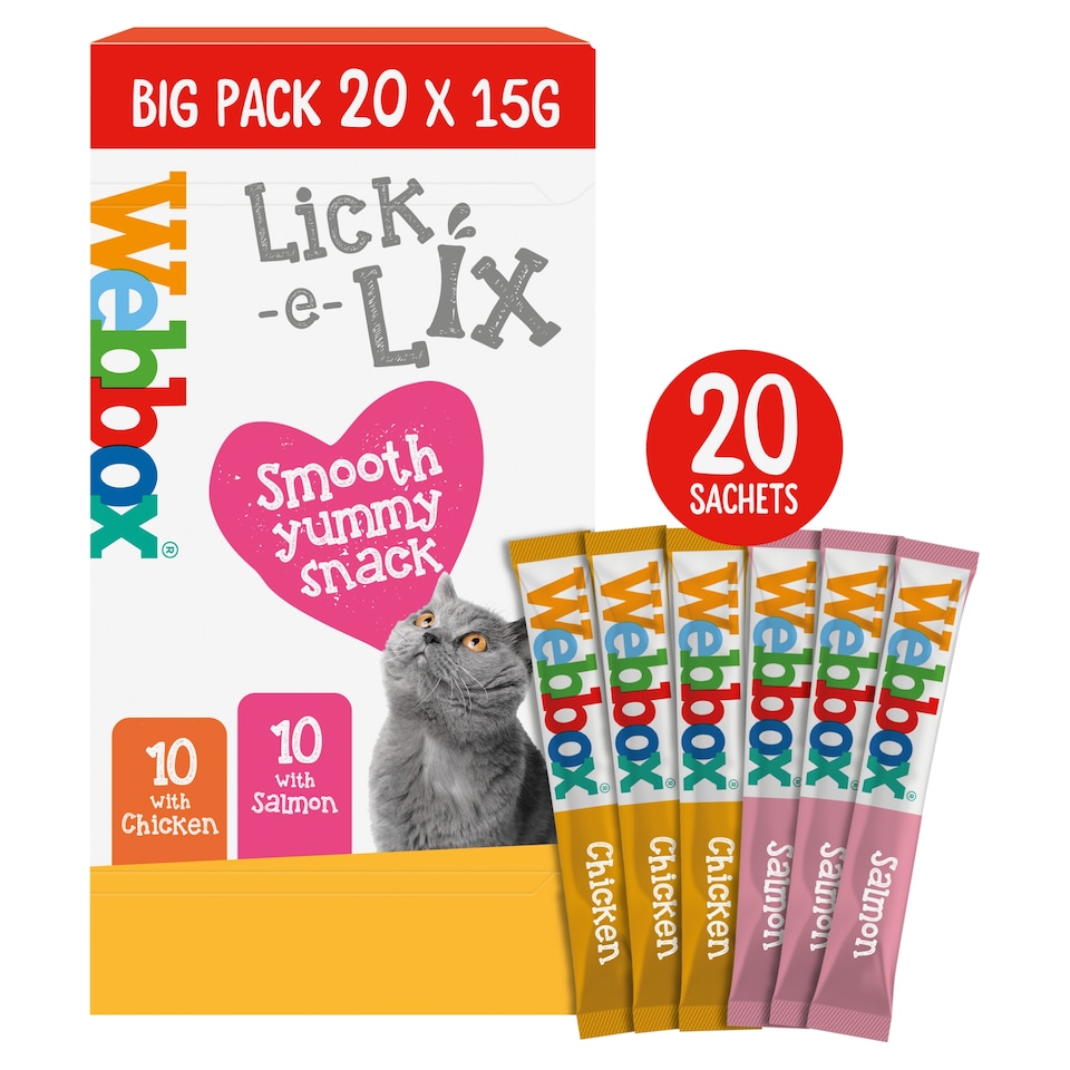 Webbox Lick-e-Lix Cat Food - Chicken & Salmon 20 x 15g