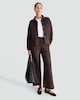 image 1 of F&F Faux Suede Wide Leg Trousers in Brown