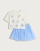 image 4 of F&F Girls 2-Piece Sequin T-Shirt and Tulle Skirt Set in Blue