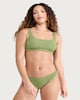 image 1 of F&F Crinkle Textured Bikini Bottoms in Green