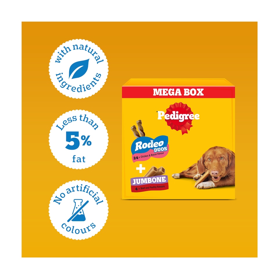 image 1 of Pedigree Rodeo Duos & Jumbone Medium Dog Treats Mega Box 28 Chews 780g