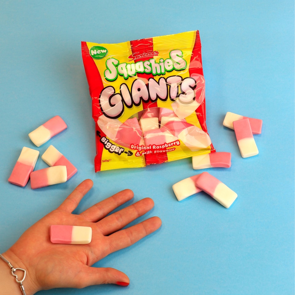 image 1 of Swizzels Squashies Giants Original Raspberry & Milk Flavour 140g