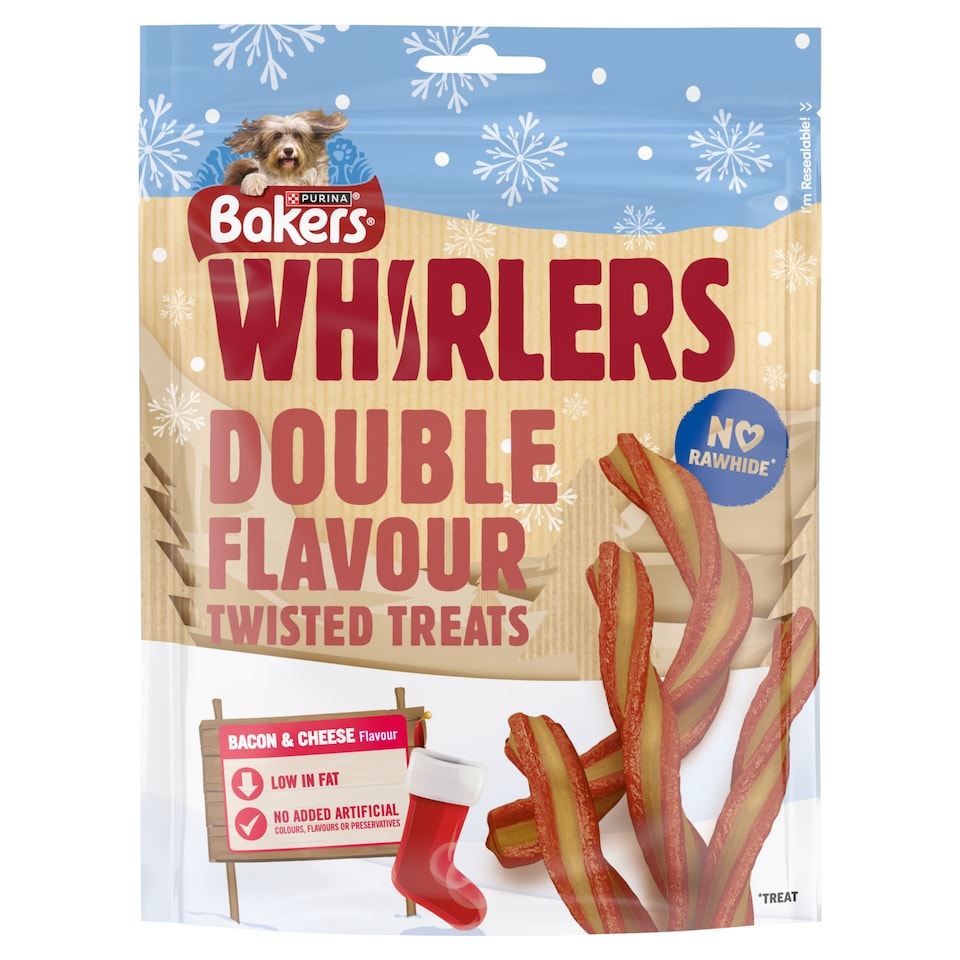 image 1 of Bakers Whirlers Dog Treats Bacon And Cheese 130G