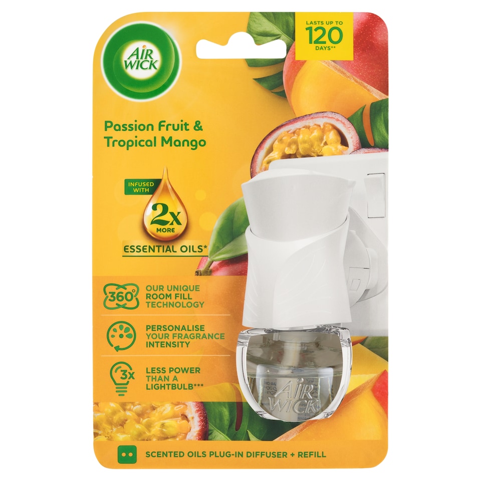 image 1 of Air Wick Electric Air Freshener Dispenser and Refill Passion Fruit and Tropical Mango 19ml