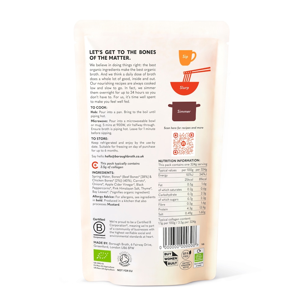 image 1 of Borough Broth Grass-Fed Organic Beef Bone Broth 324g