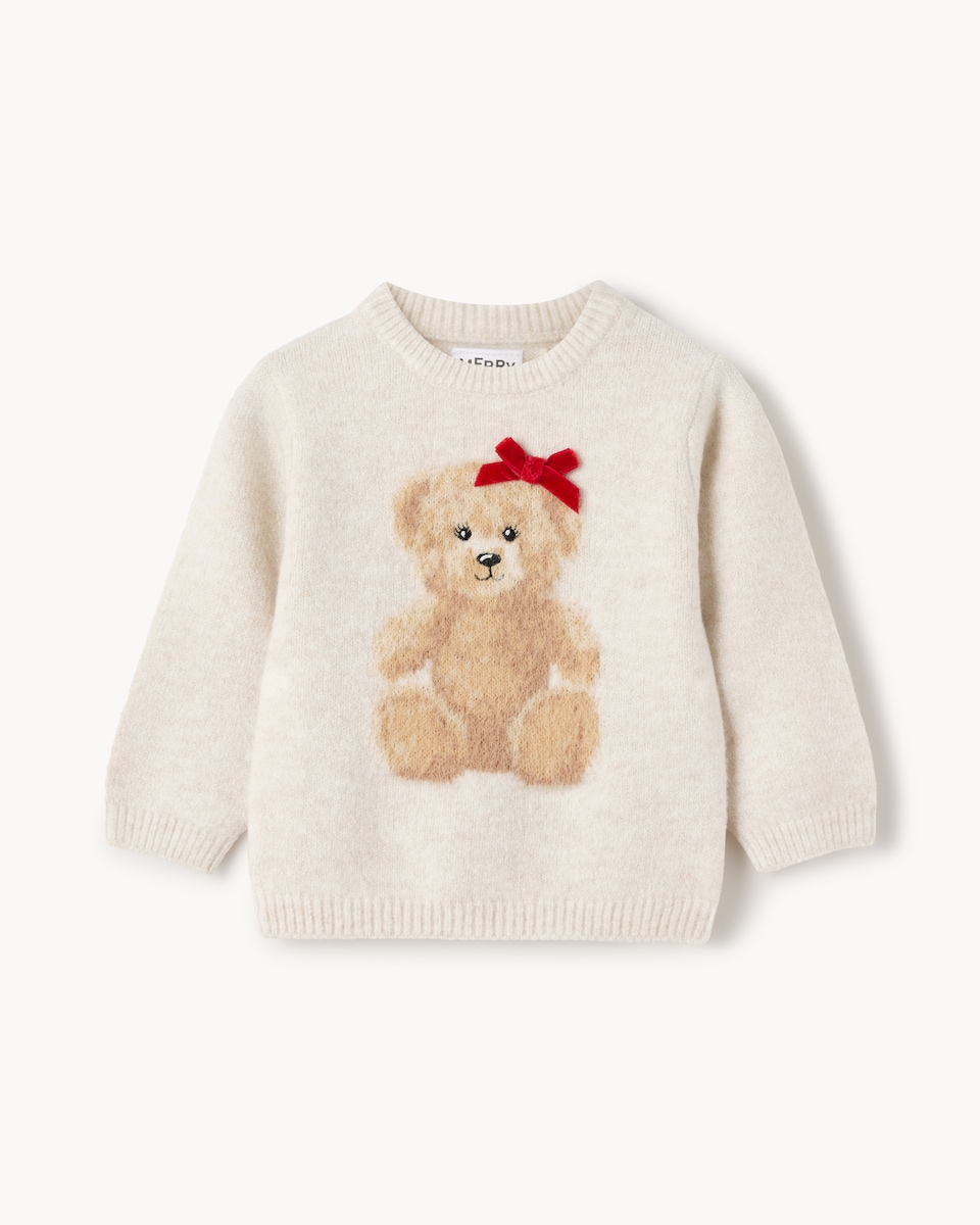 image 1 of Christmas Baby Bear Jumper in Neutral