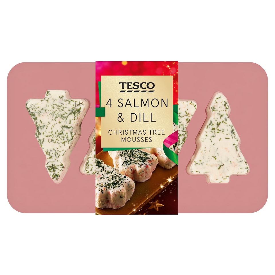 Tesco 4 Salmon & Dill Christmas Tree Mousses 160g