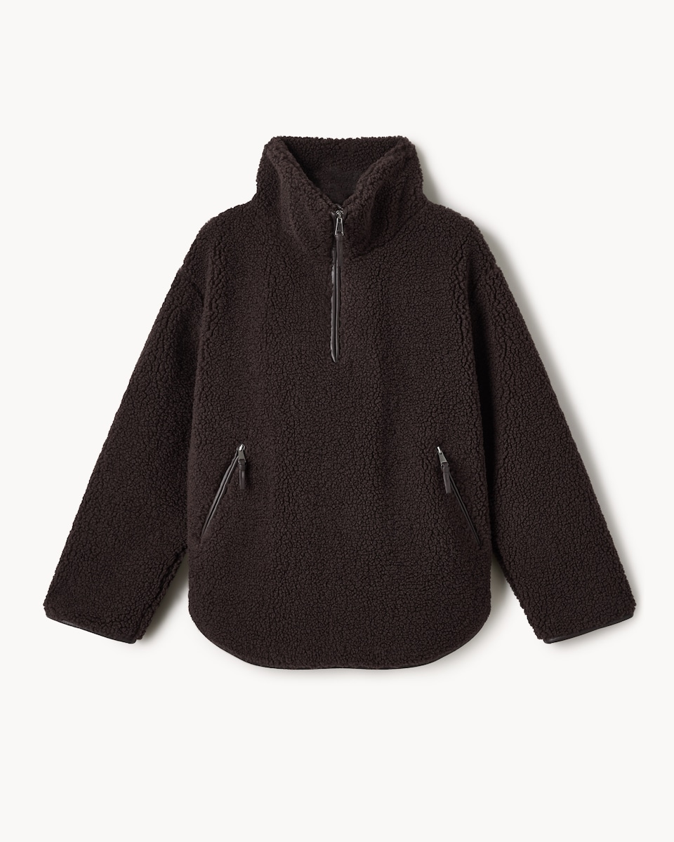 image 1 of F&F Active OUTDOOR Fleece Half Zip Jacket in Chocolate