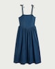 image 4 of F&F Pure Cotton Denim Tie Strap Midi Dress in Navy