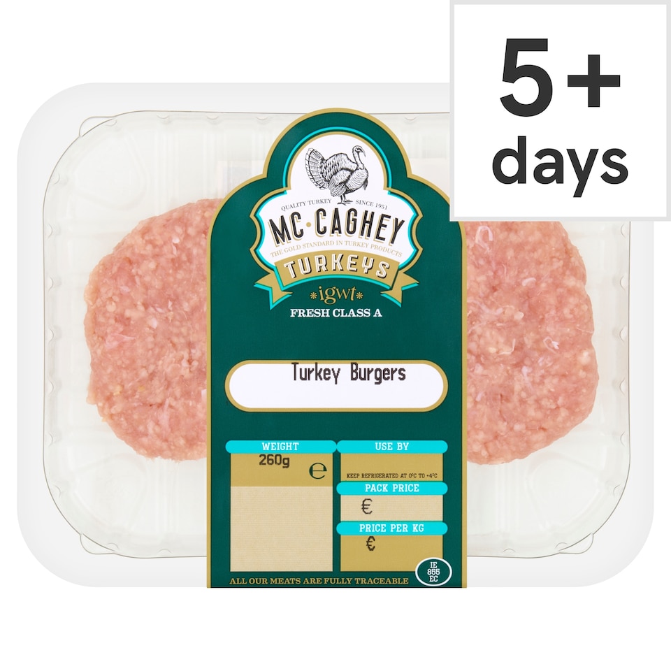 MCCAGHEY Turkey Burgers 260g 