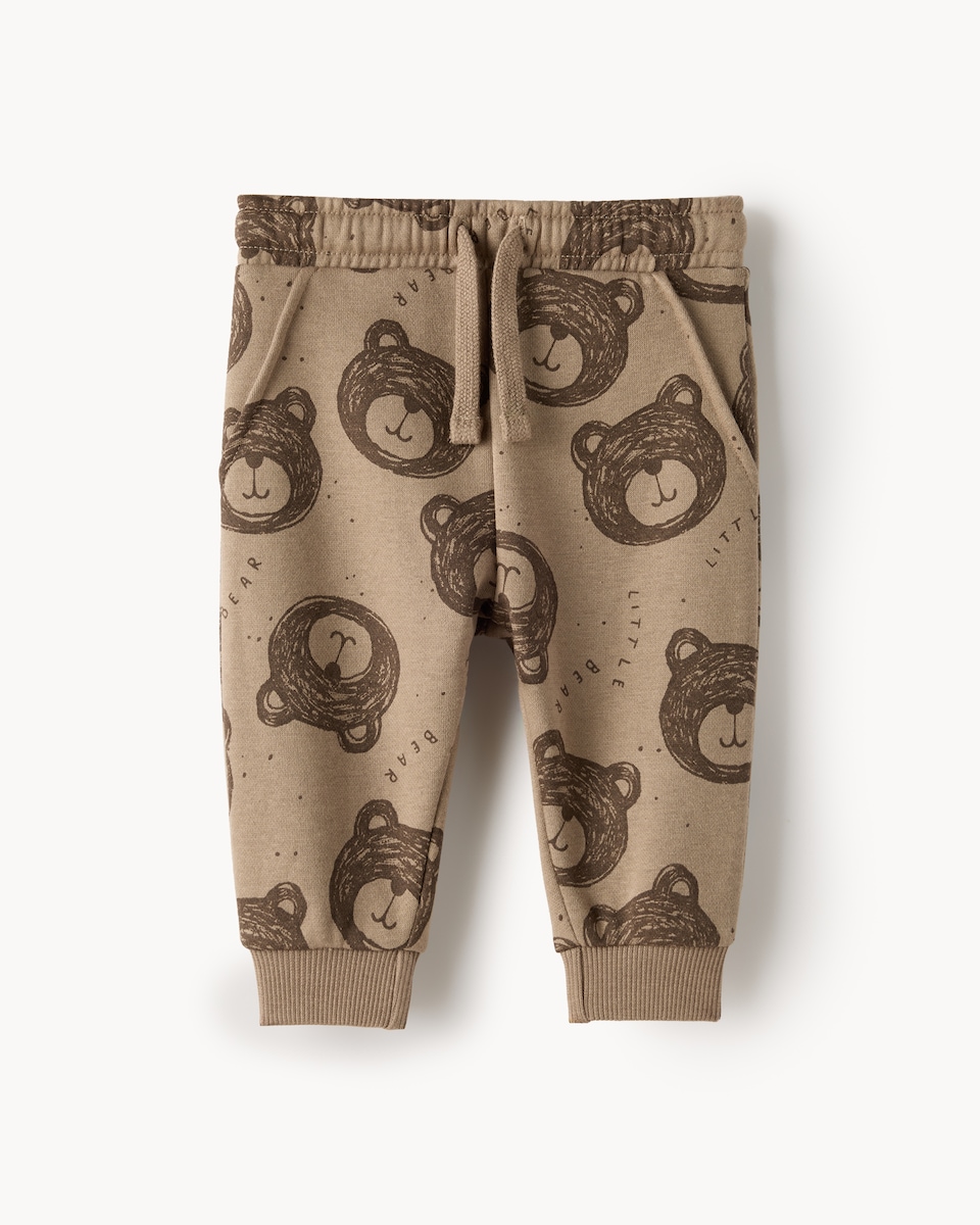 image 1 of F&F Baby 5-Pack Cotton Rich Cuffed Joggers in Neutral