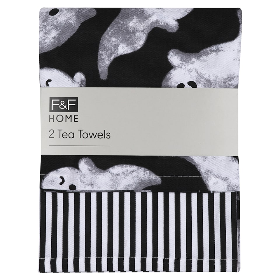 F&F Home Spooky Ghost Tea Towel 2 Pack