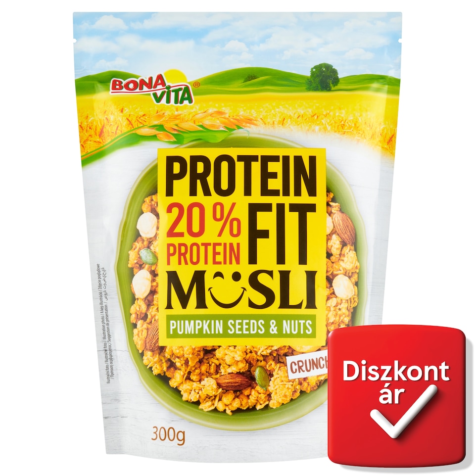 Bonavita Protein Fit ropogós proteines müzli, dióval és tökmaggal 300 g  1. kép