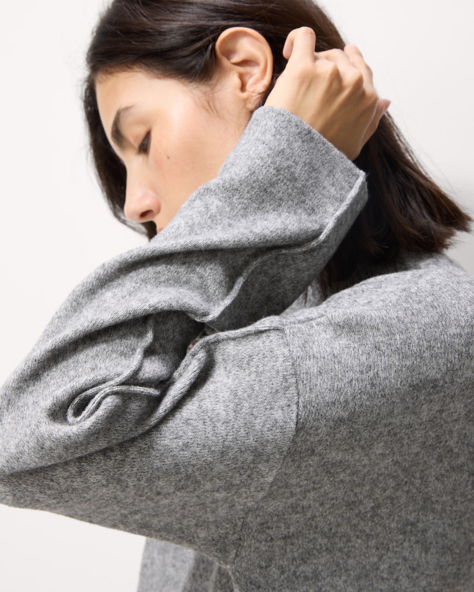 image 1 of F&F Brushed Dropped Shoulder Long Sleeved Top in Grey Marl