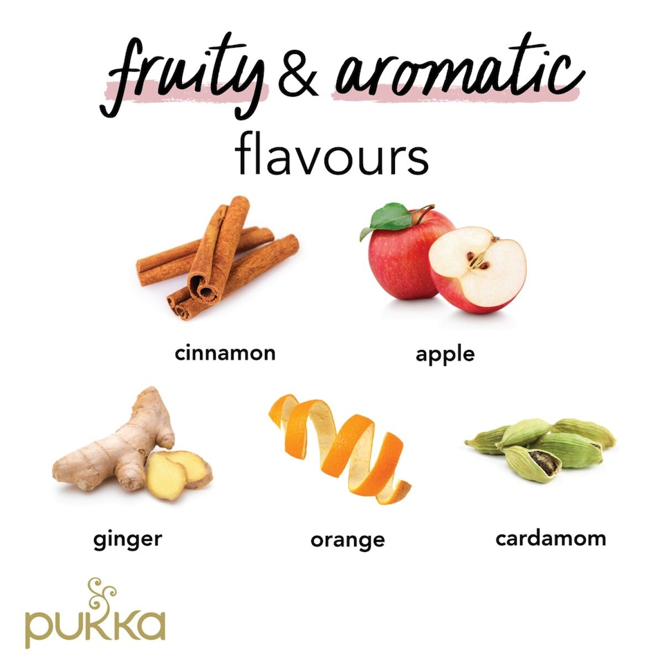 image 1 of Pukka Organic Wild Apple & Cinnamon Herbal Tea with Ginger and Orange 20 Tea Bags 40g