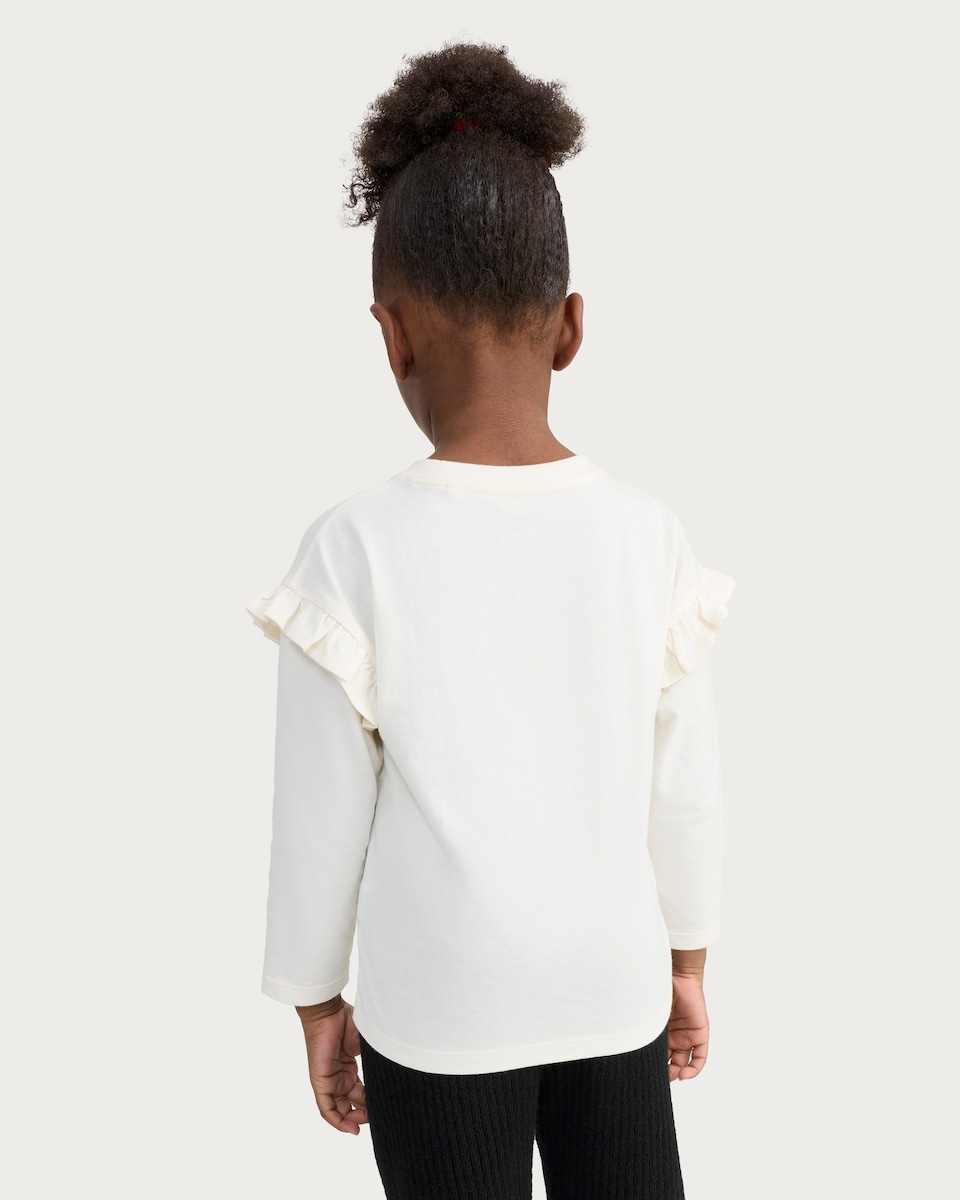 image 1 of F&F Girls Pure Cotton Rudolph’s Best Friend Long Sleeved Top in Cream