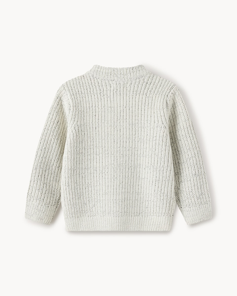 image 1 of F&F Boys Chenille Knitter Quarter Zip Jumper in White