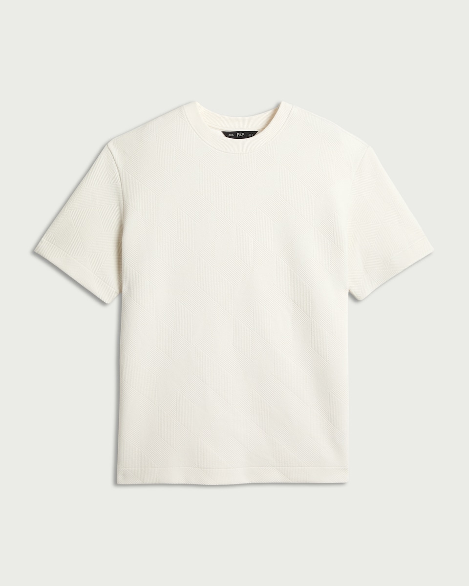 image 1 of F&F Textured Relaxed Fit T-Shirt in Ecru