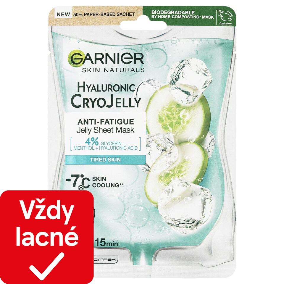 Garnier Cryo Jelly textilná pleťová maska s chladivým efektom -7 °C, 27 g