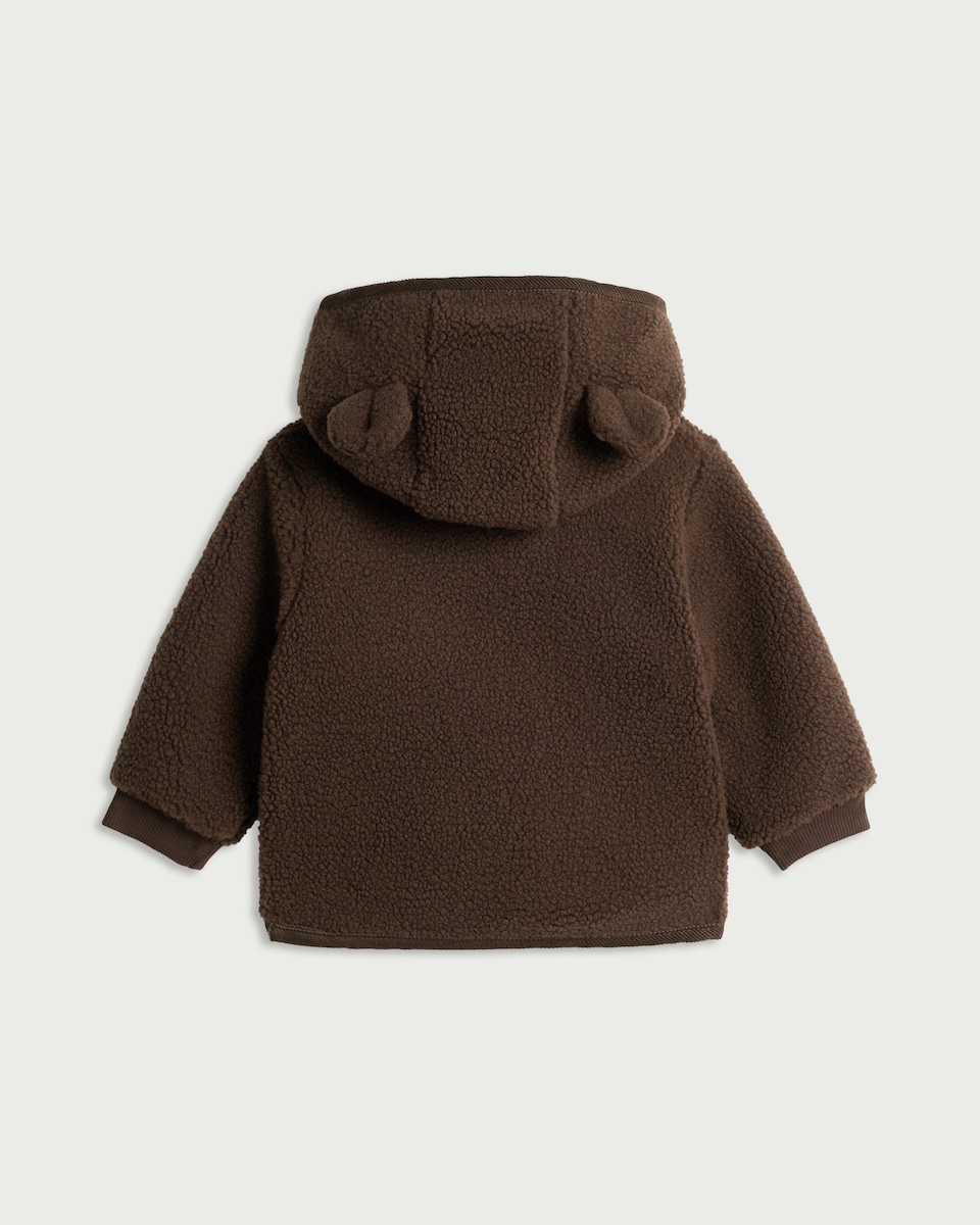 image 1 of F&F Baby Teddy Fleece Hooded Jacket in Brown