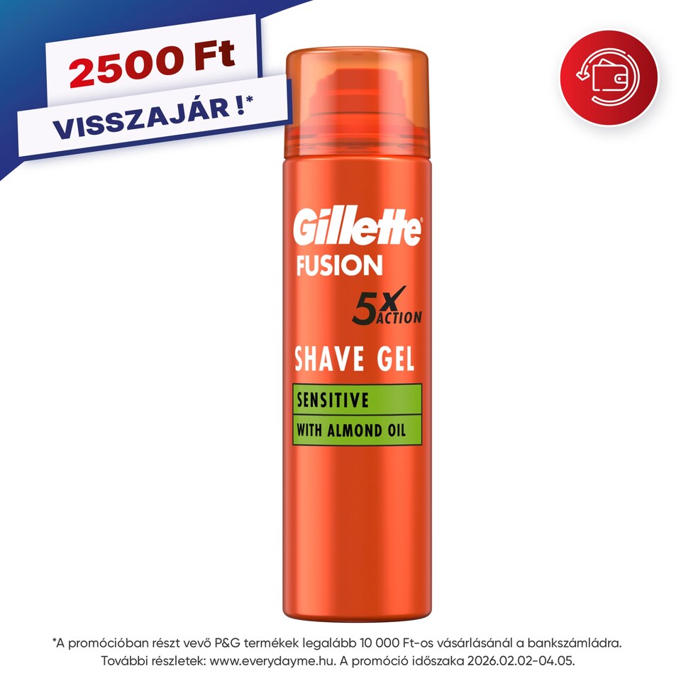 image 1 of Gillette Fusion Borotvazselé Mandulaolajjal, Érzékeny Bőrre, 200ml