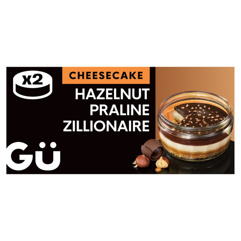 image 1 of Gü Hazelnut Praline Zillionaire Cheesecake Dessert 2x 86.5g