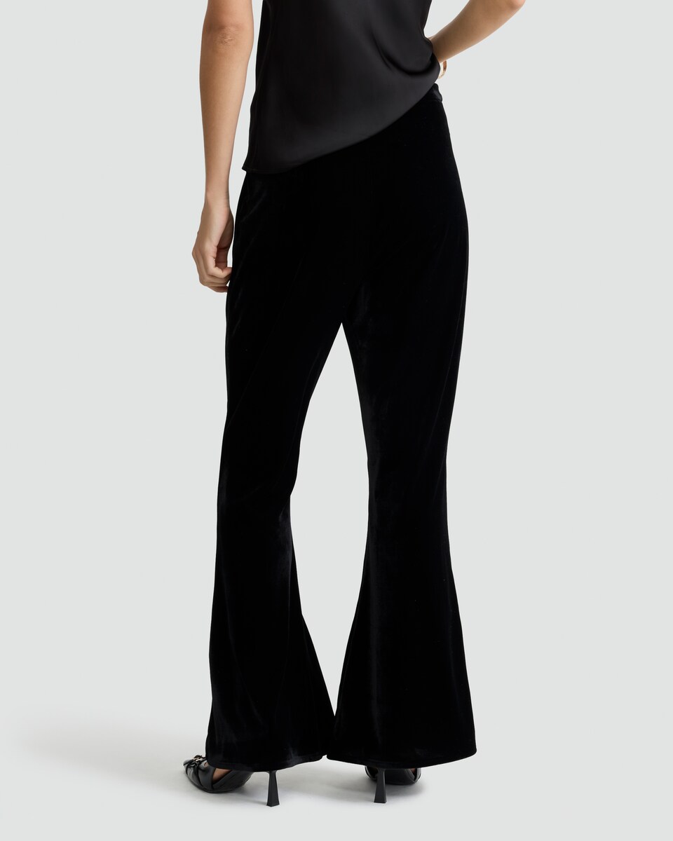 image 1 of The F&F Edit Velvet Flared Trousers in Black