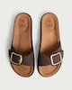 image 2 of F&F Single Strap Buckle Detail Sandals in Brown