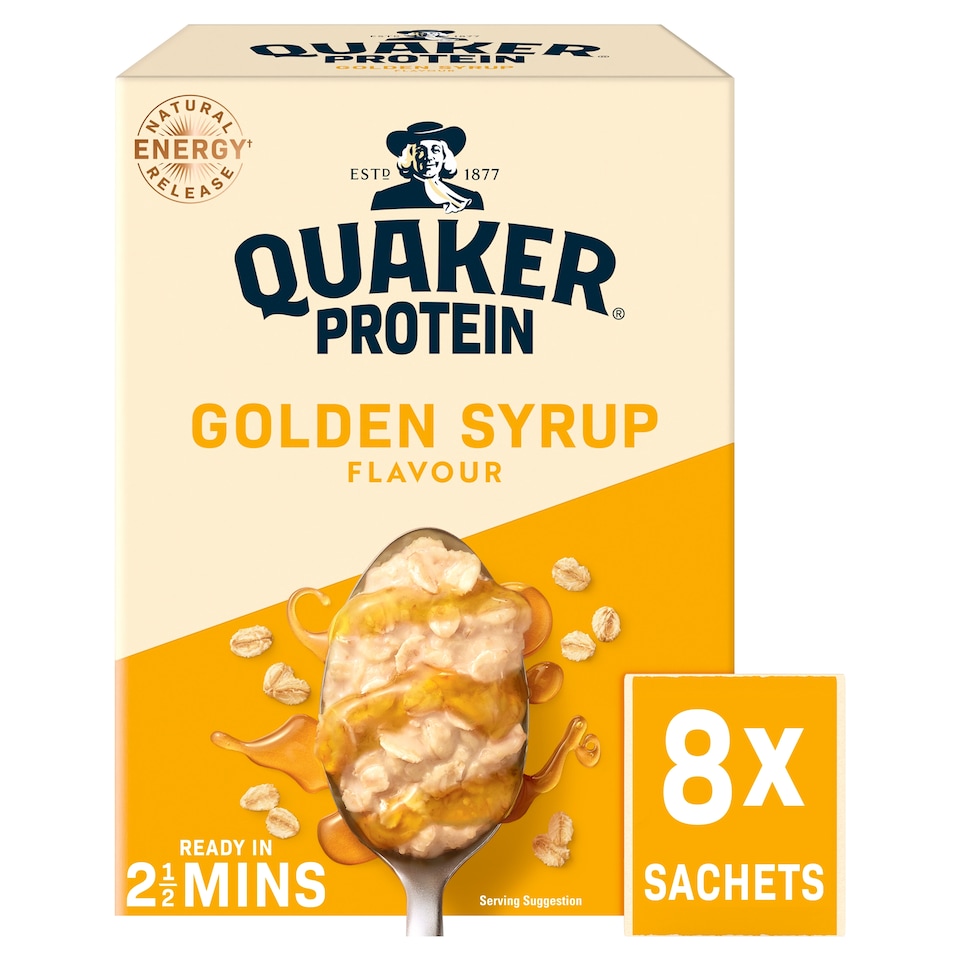image 1 of Quaker Protein Oat So Simple Golden Syrup Porridge Sachets 8x43g
