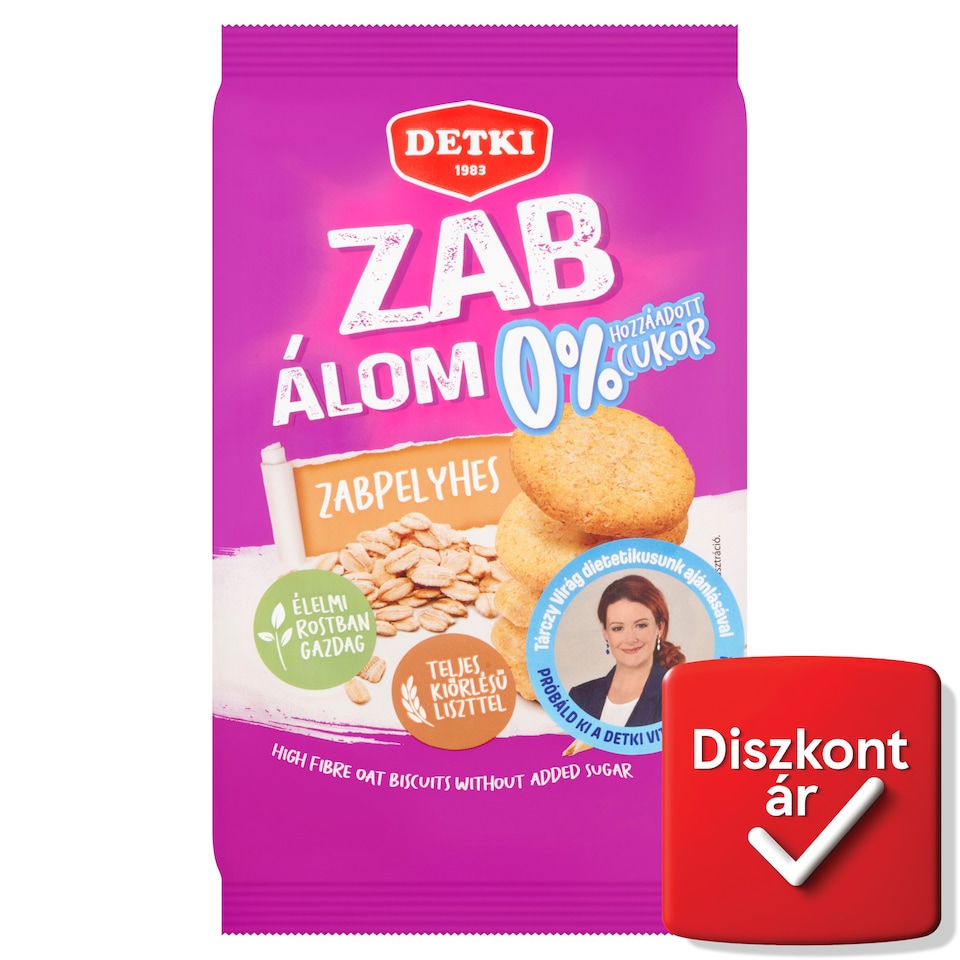 Detki Zab álom 0% hozzáadott cukor zabpelyhes omlós keksz 150 g  1. kép