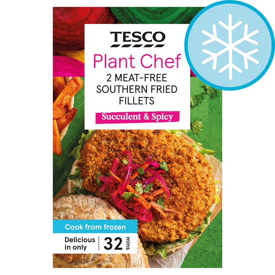 TESCO PLANT CHEF 2 MEAT FREE SOUTHERN FRIED FILLETS 230G