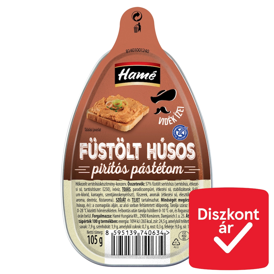 Hamé füstölt húsos pirítós pástétom 105 g