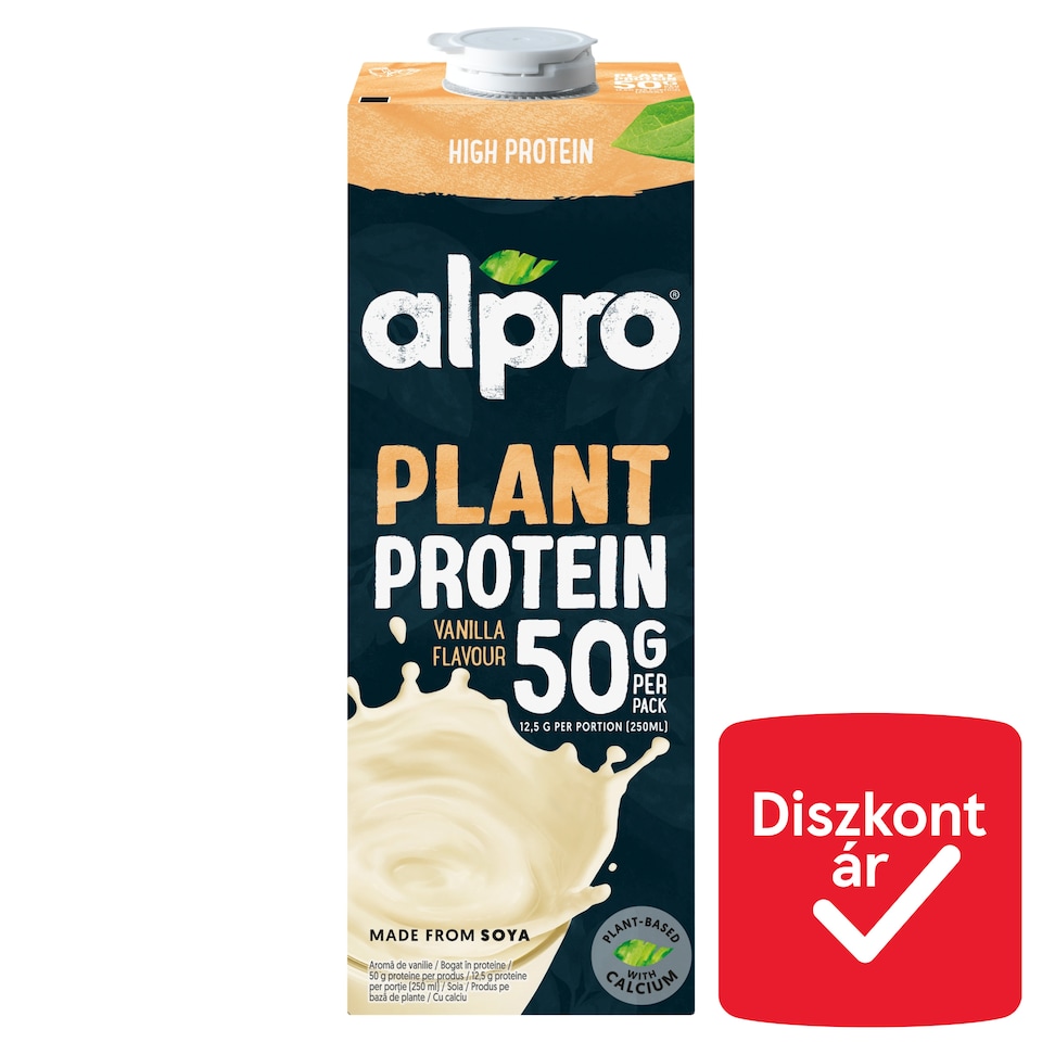 Alpro Plant Protein UHT Vanilla-Flavored Soy Drink with Added Calcium, Vitamins B2, B12 and D2 1 l
