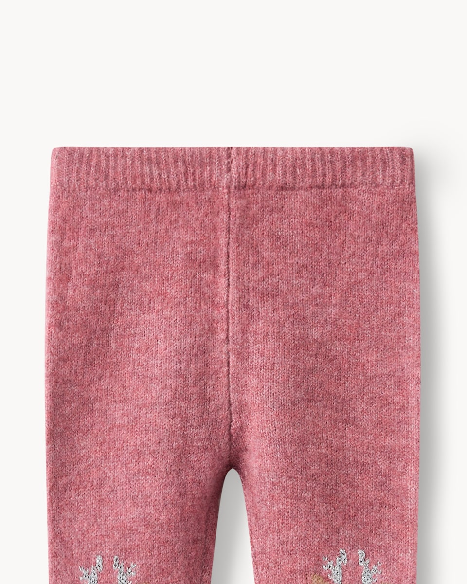 image 1 of Christmas Baby Knitted Reindeer Jumper and Leggings Set in Pink