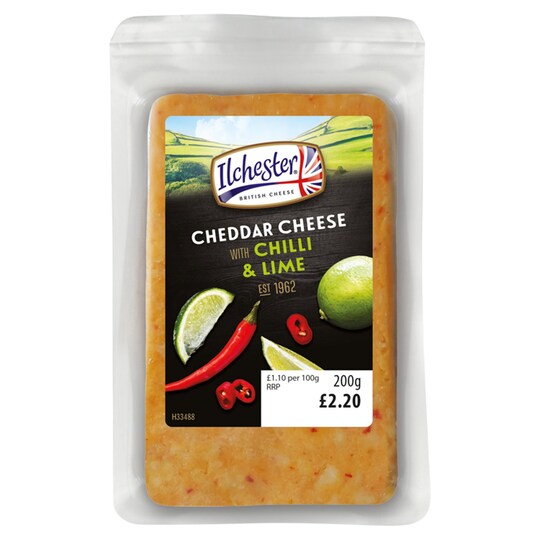 Ilchester Cheddar Cheese With Chilli & Lime 200G Tesco Groceries