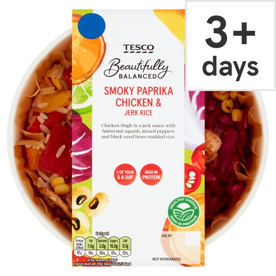 image 1 of Tesco Beautifully Balanced Smokey Paprika Chicken & Jerk Rice 380G