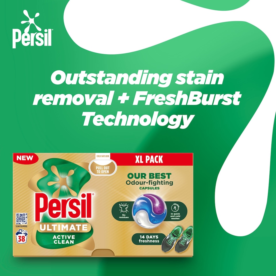 image 1 of Persil Ultimate Active Clean Laundry Washing Capsules 38 Washes 801.8g