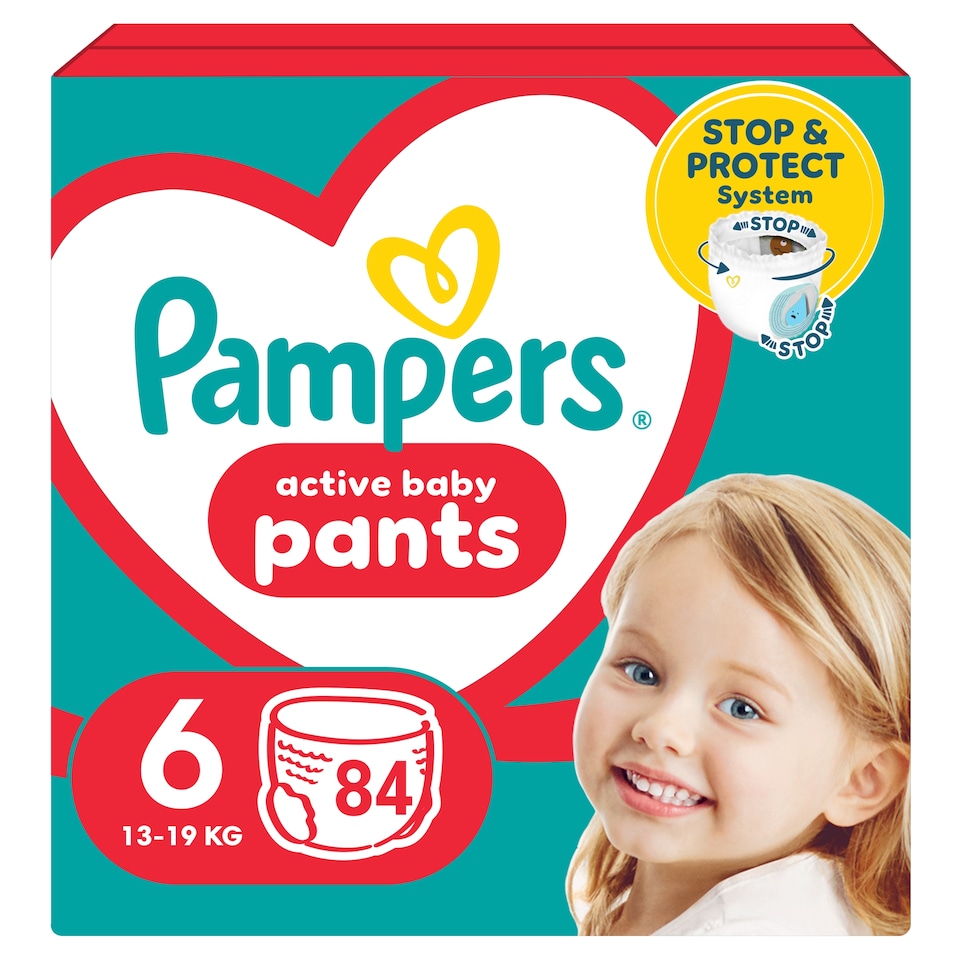 image 1 of Pampers Active Baby plienkové nohavičky veľkosť 6, 84 plienok, 13kg-19kg