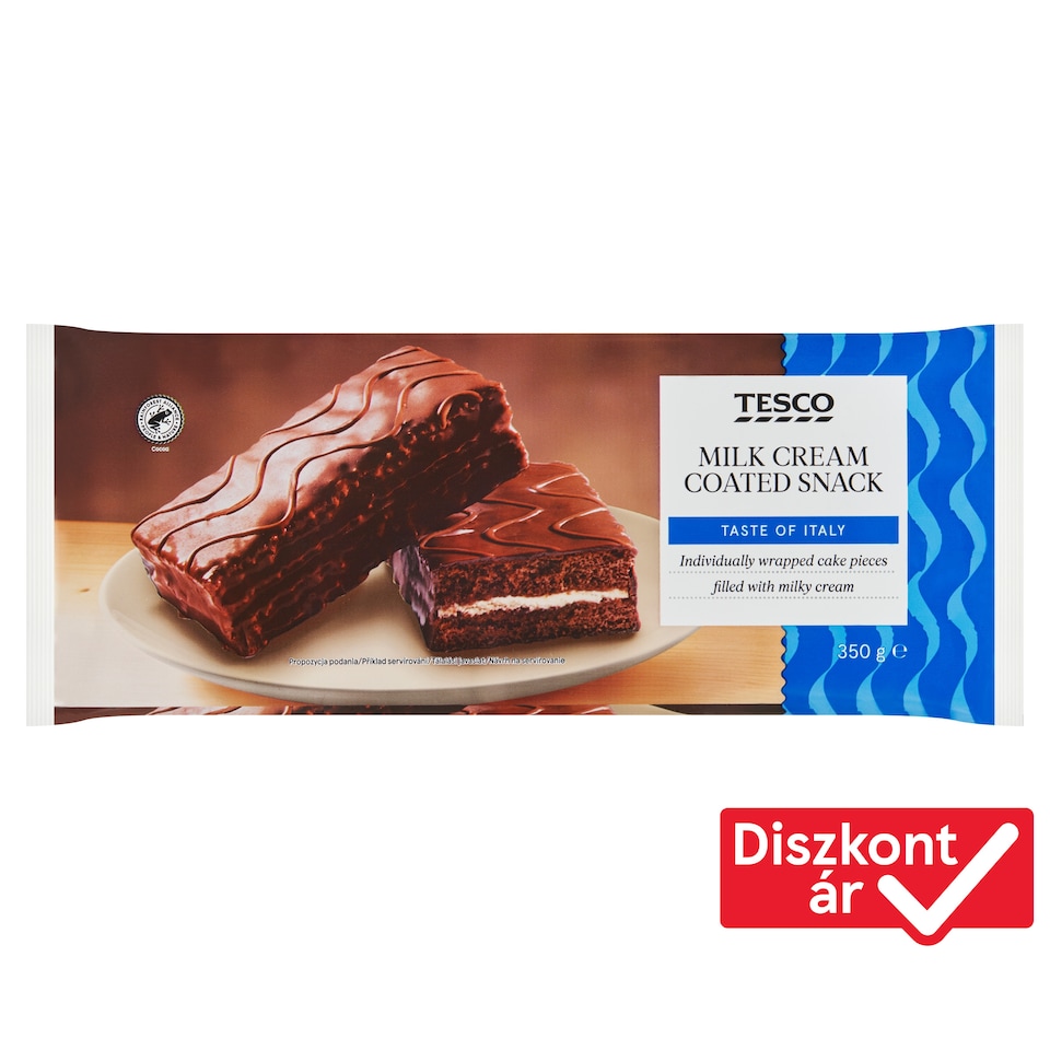 Tesco piskótaszelet kakaós bevonattal és tejes töltelékkel 10 x 35 g (350 g)