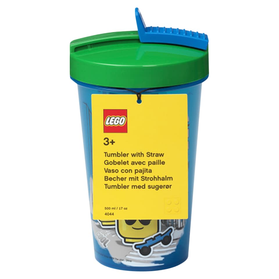 image 1 of Lego Tumbler with Straw Transparent Blue Iconic Boy 500 ml