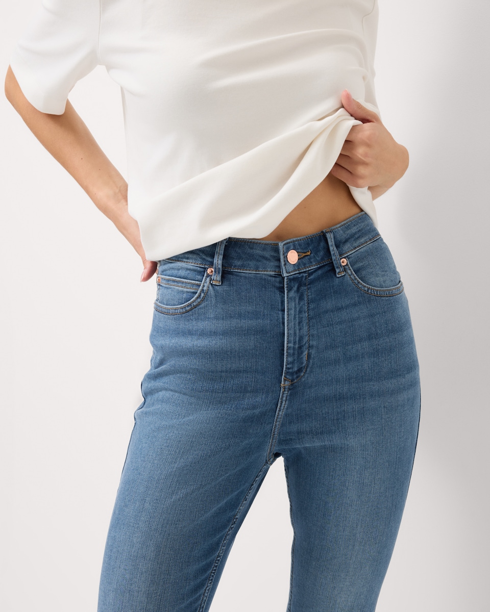 image 1 of F&F Contour High Rise Skinny Jeans in Navy