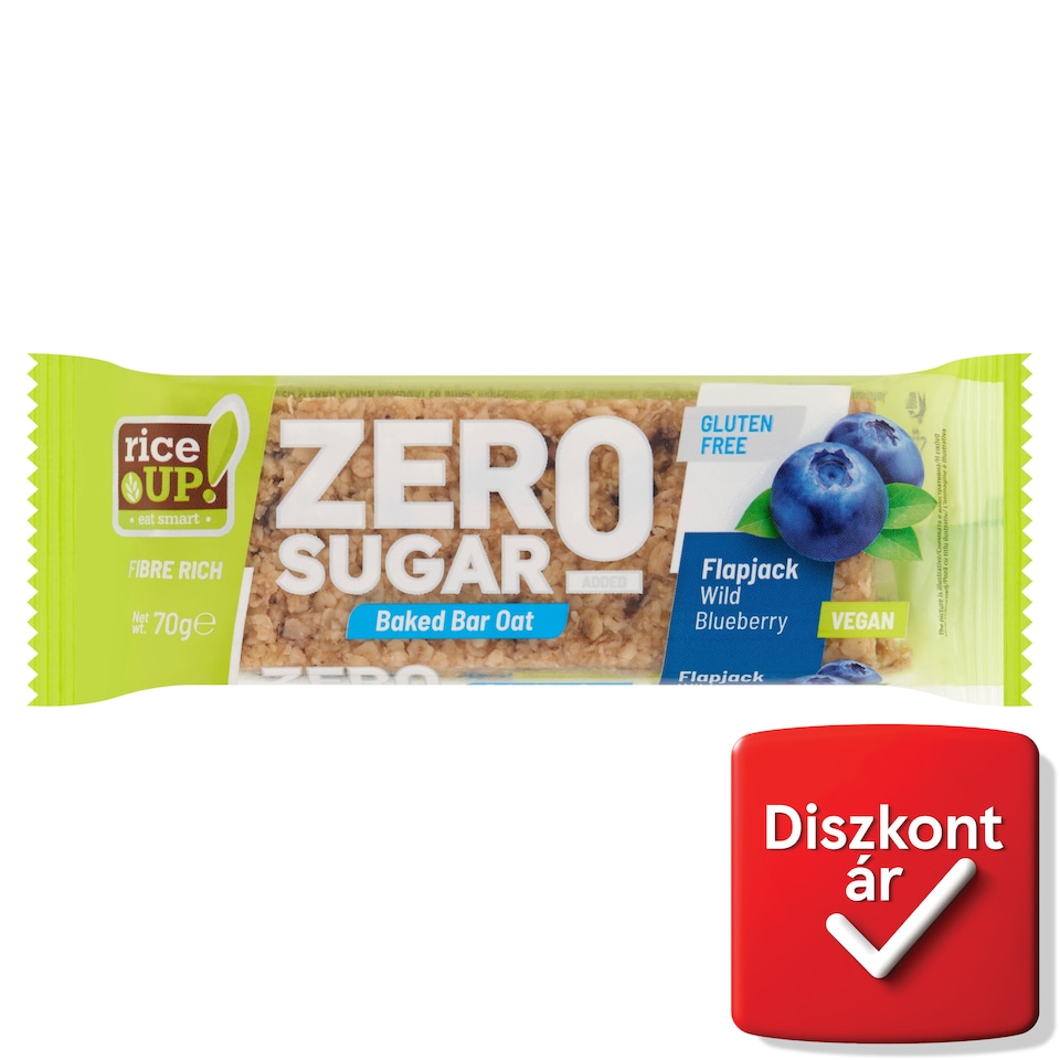 RiceUp! Zero Sugar gluténmentes zabszelet áfonyával hozzáadott cukor nélkül 70 g  1. kép
