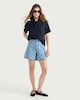 image 3 of The F&F Edit Pure Cotton Tie Neck T-Shirt in Navy