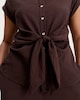 image 2 of F&F Knot Front Button Up Co-ord Blouse in Brown