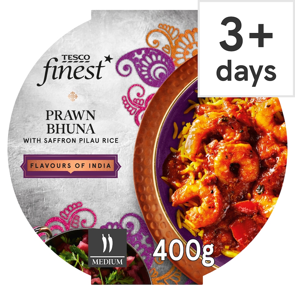 Tesco Finest Prawn Bhuna & Saffron Pilau Rice 400g