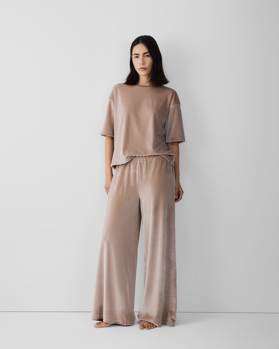 image 1 of F&F Velour Pyjama Set in Mink